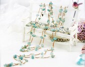 Ocean whisperer long necklace set - 66" and 18" amazonite and aventurine