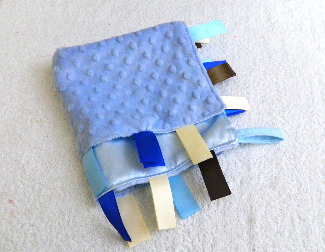 Blue Ribbon Baby Tag Blanket Minky and by Sewingdreamsnotions