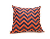 Decorative Pillow in Auburn Blue Orange Chevron Design