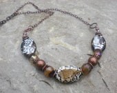 Agate, Copper, and Crystal Necklace