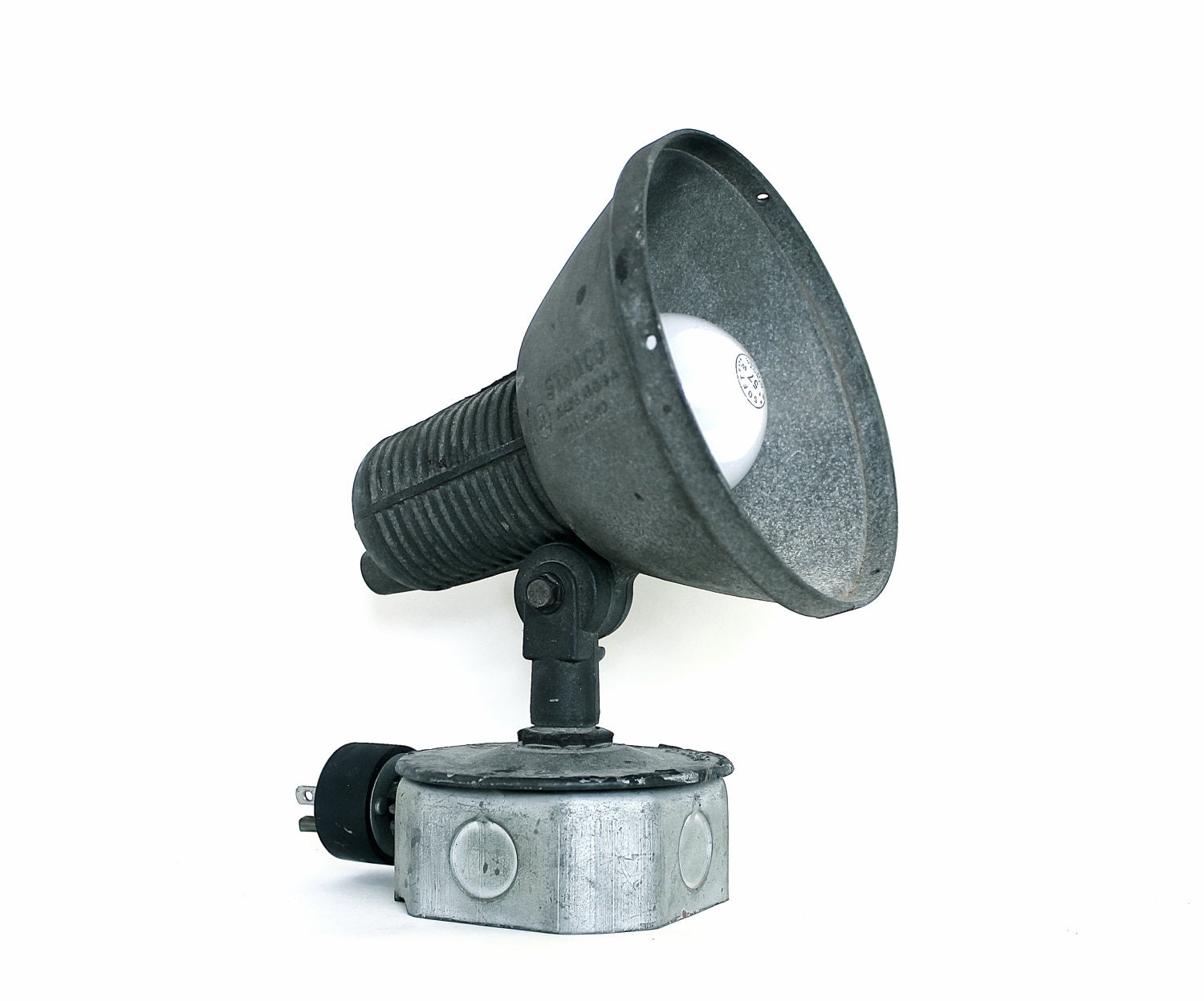 Some Light - Vintage Stonco Industrial Light - Silver - Gray - Winter - Men - Home - Decor - Holidays - Lighting