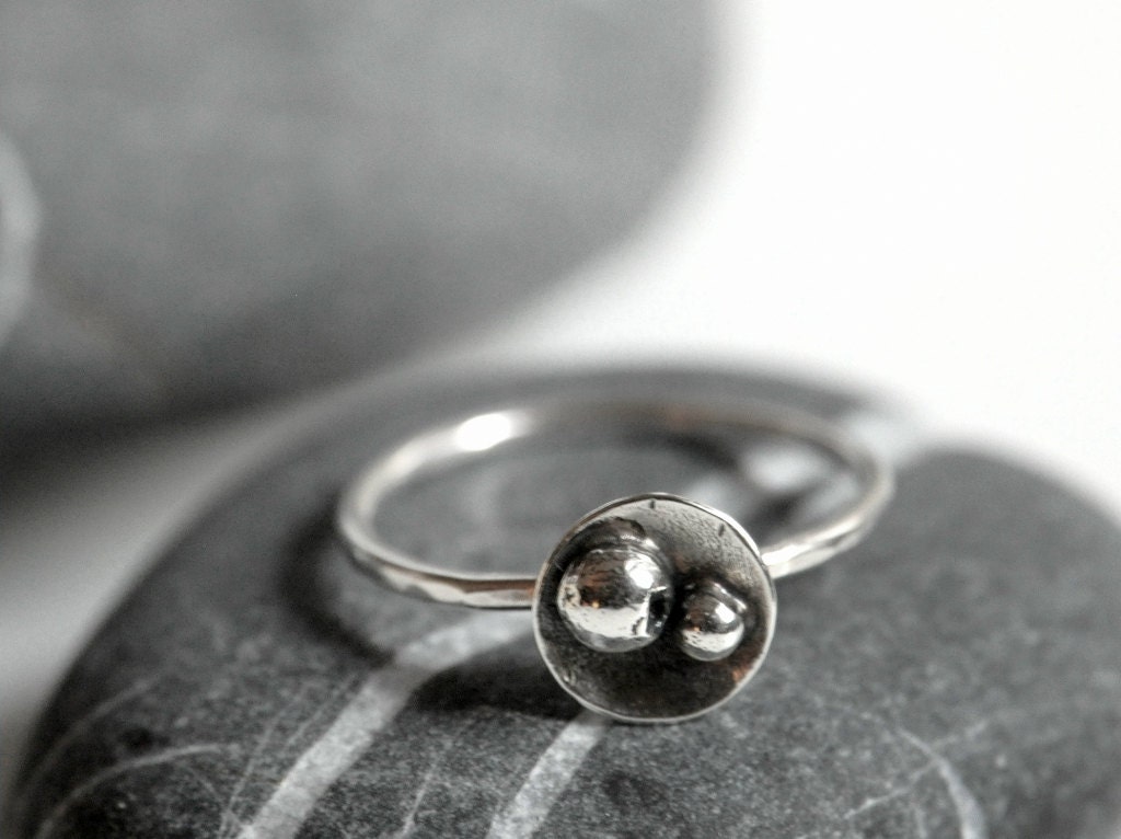 Sterling silver stacking ring - asymmetric bubbles - MADE TO ORDER
