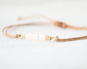 Cream Japanese Glass Bead & Chinese Knotting Cord Adjustable Bracelet