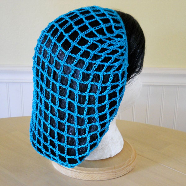 1940s Style Snood Hair Net - Peacock Blue