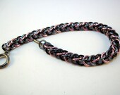 Woven Chainmaille Bracelet Beautiful Black, Gunmetal Gray, and Light Pink Chainmail Casual Everyday Jewelry