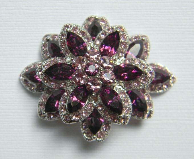 Rhinestone Bridal Hair Clip - Amethyst Purple and Lavender Rhinestone Bridal Headpiece - Bridesmaid Hair Clip - Wedding Clip