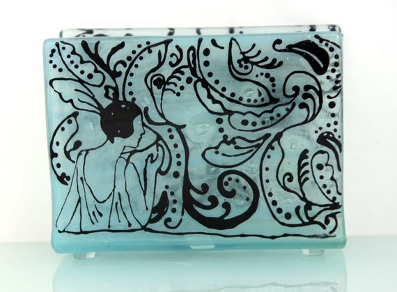 Fused Glass napkin holder ,Retro ornament series design