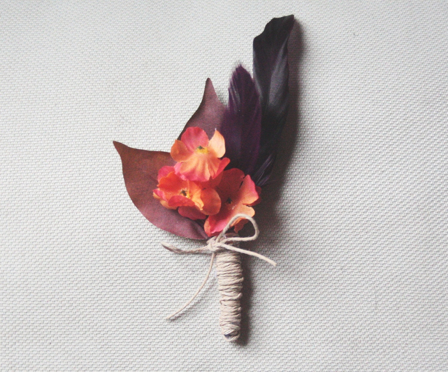 Orange & Purple Feather Boutonniere
