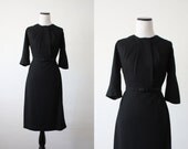 vintage 1950's black wool dress