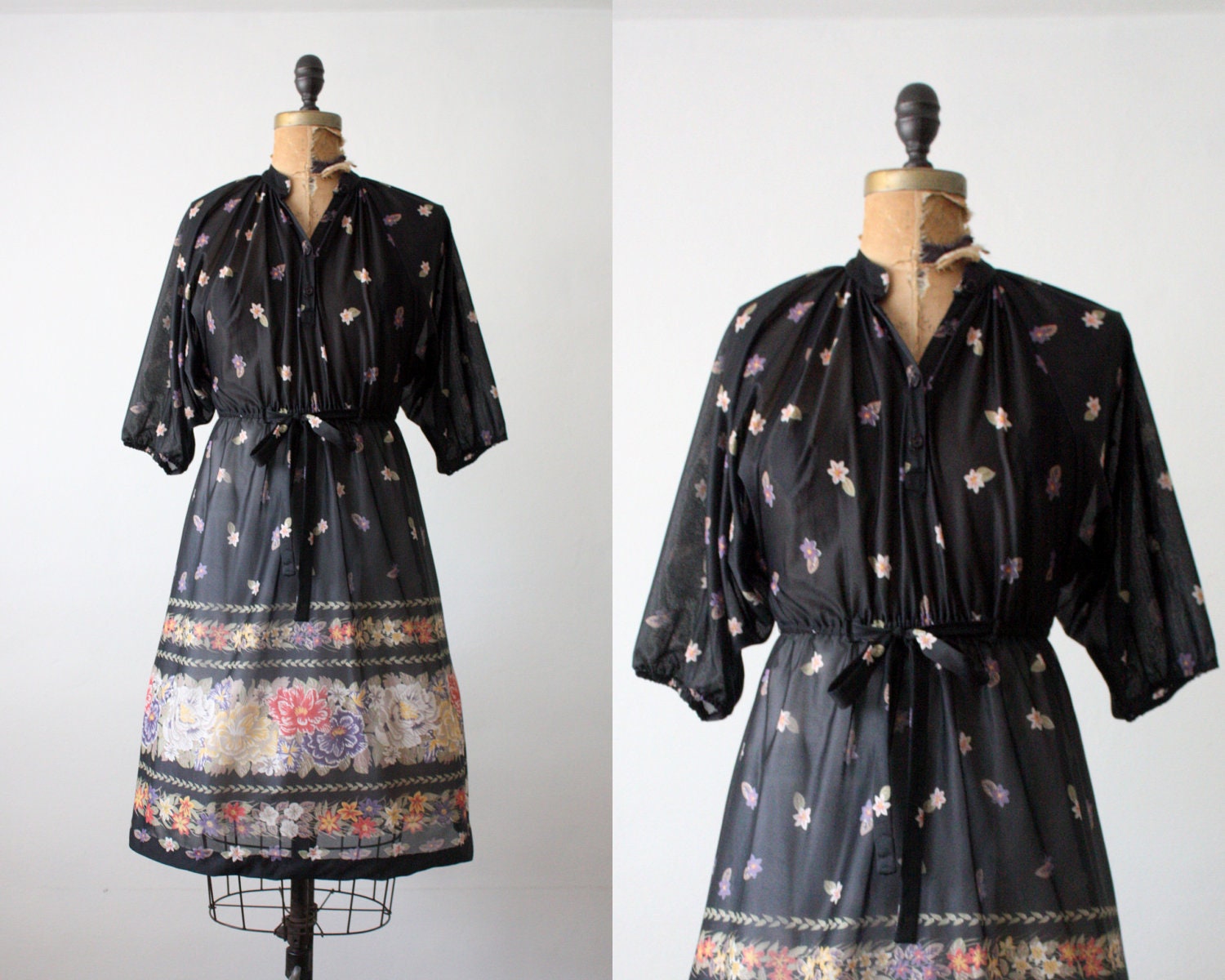floral print dress - vintage 1970's floral print day dress