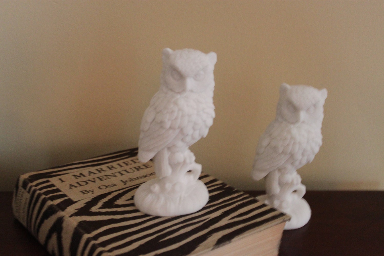 Vintage Pair of White Owls by A. Santini - Made in Italy