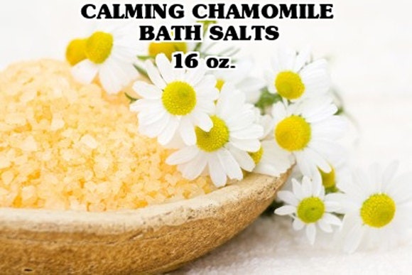 Chamomile Bath Salts 16 oz. -  Chamomile Essential Oils -  Bath And Beauty - Aromatherapy Bath Salts - Sea Salt Bath