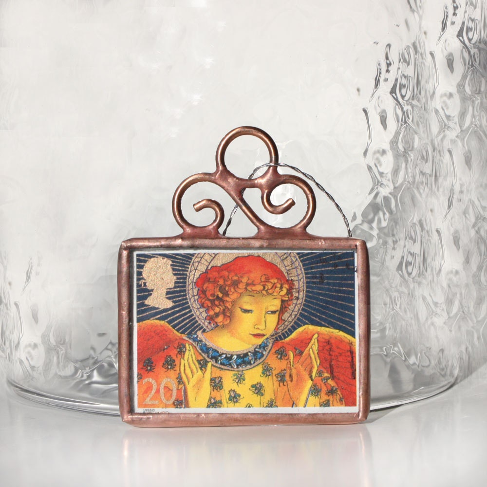 British Postage Stamp Christmas Ornament Stained Glass Decoration Angel Ornament