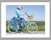 The Hitchhiker, 11 X 14 matted photograph of a "dog person" on a bicycle giving a ride to a monarch butterfly