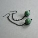 Long Turquoise Green Bead Earrings - Black, Glass, Czech