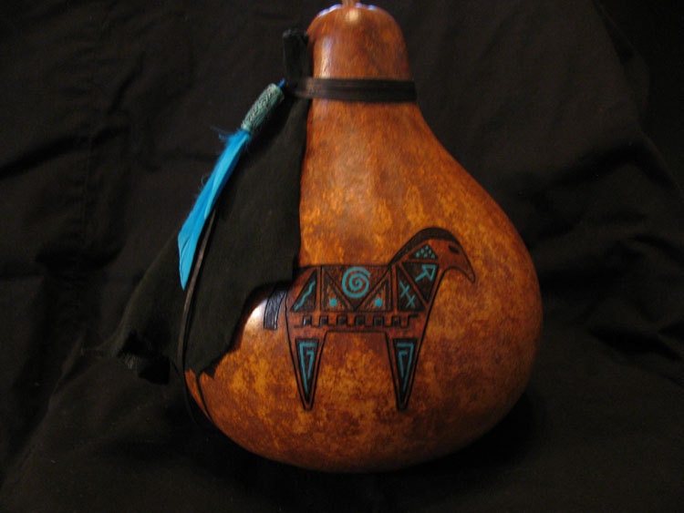 Gourd Art - Woodburned Trojan Horse