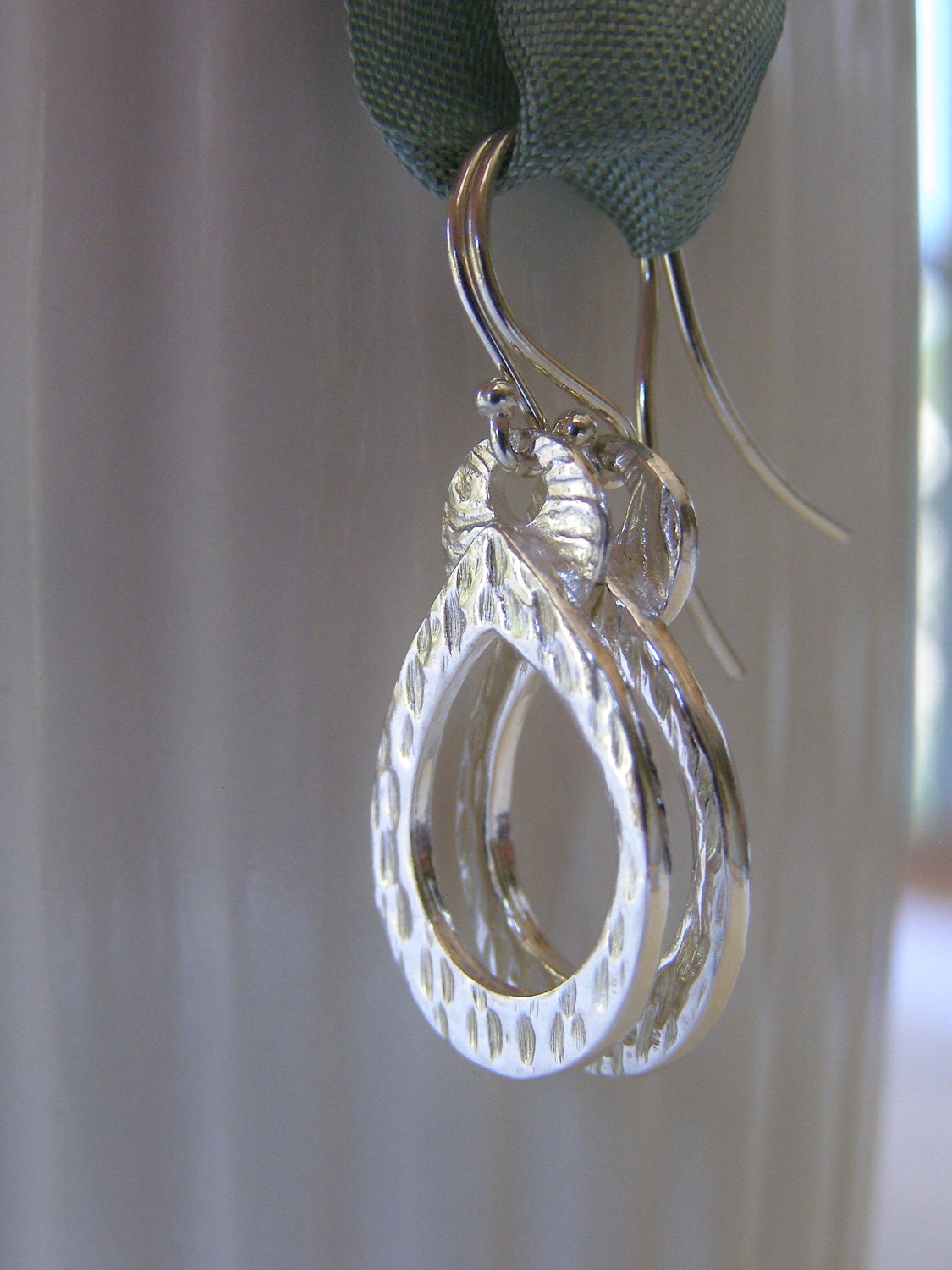 Fine Silver Textured Hoop Earrings