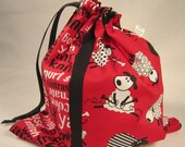 Knitting Project Bag - Sheep Knitting "Sheepie Sack" - Drawstring Bag Crochet Embroidery Sewing WIP