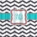 Personalized Shower Curtain - Dk Grey & White Chevron with Accent colors of your choice