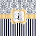 Personalized Shower Curtain - Custom with your Name or Initials - Damask & Stripe - Your Colors
