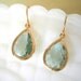 Dark Mint Green Earrings, Teardrop Earrings, Gold Earrings, Best Friend Birthday, Bridesmaid Earrings, Wedding, Bridal