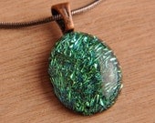 Handmade Dichroic Copper Fused Glass Pendant Necklace ...with chain...