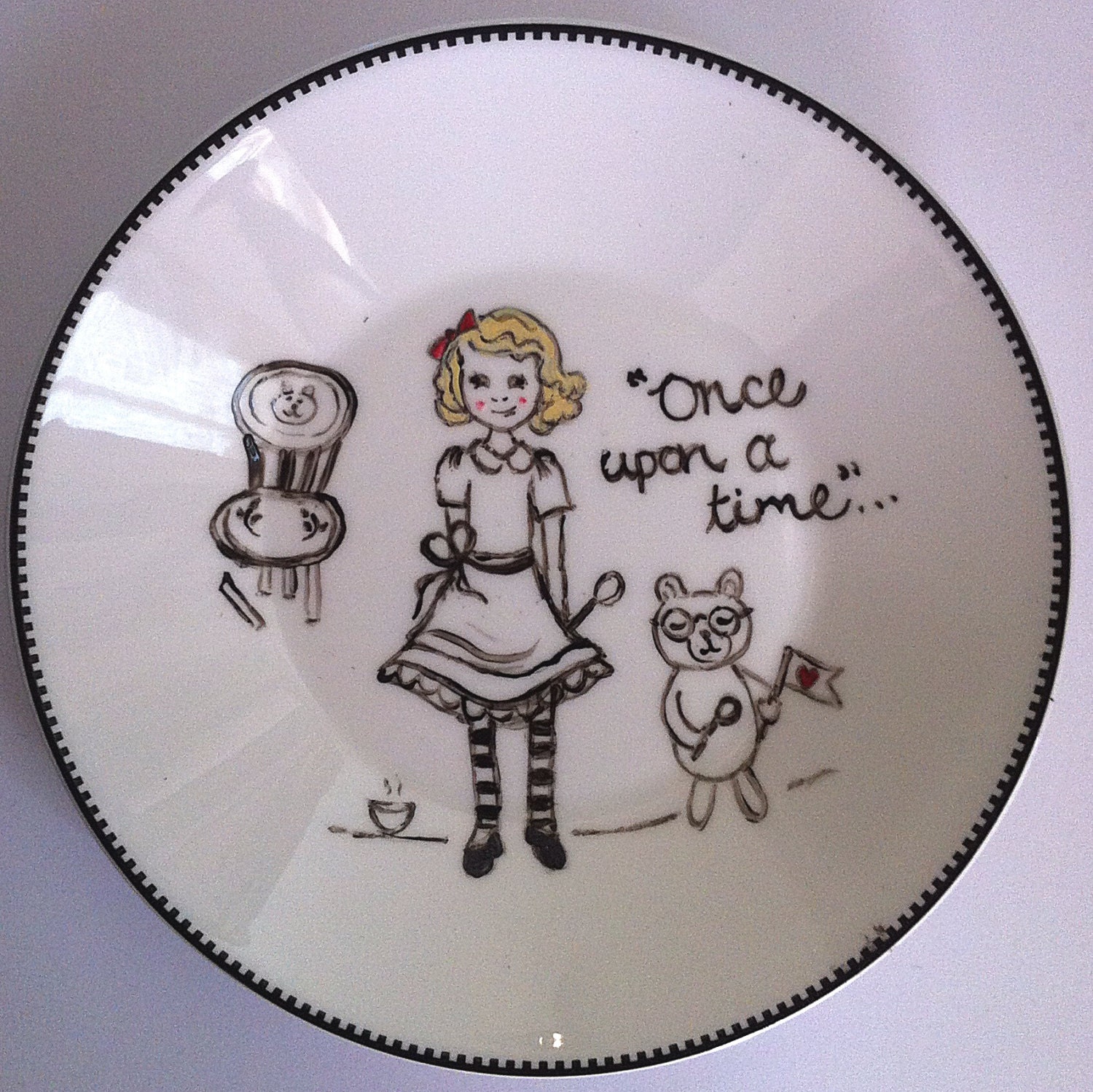 Goldilocks and baby bear fairytale whimsical Plate 