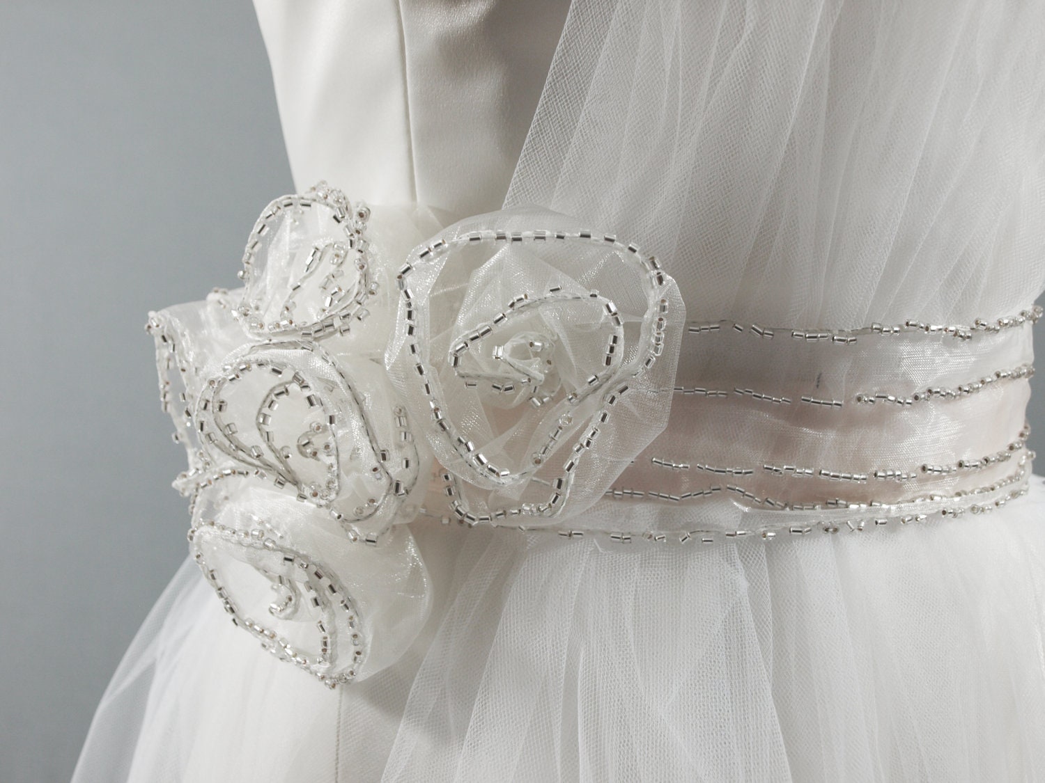 Beaded Sheer Rose Belt