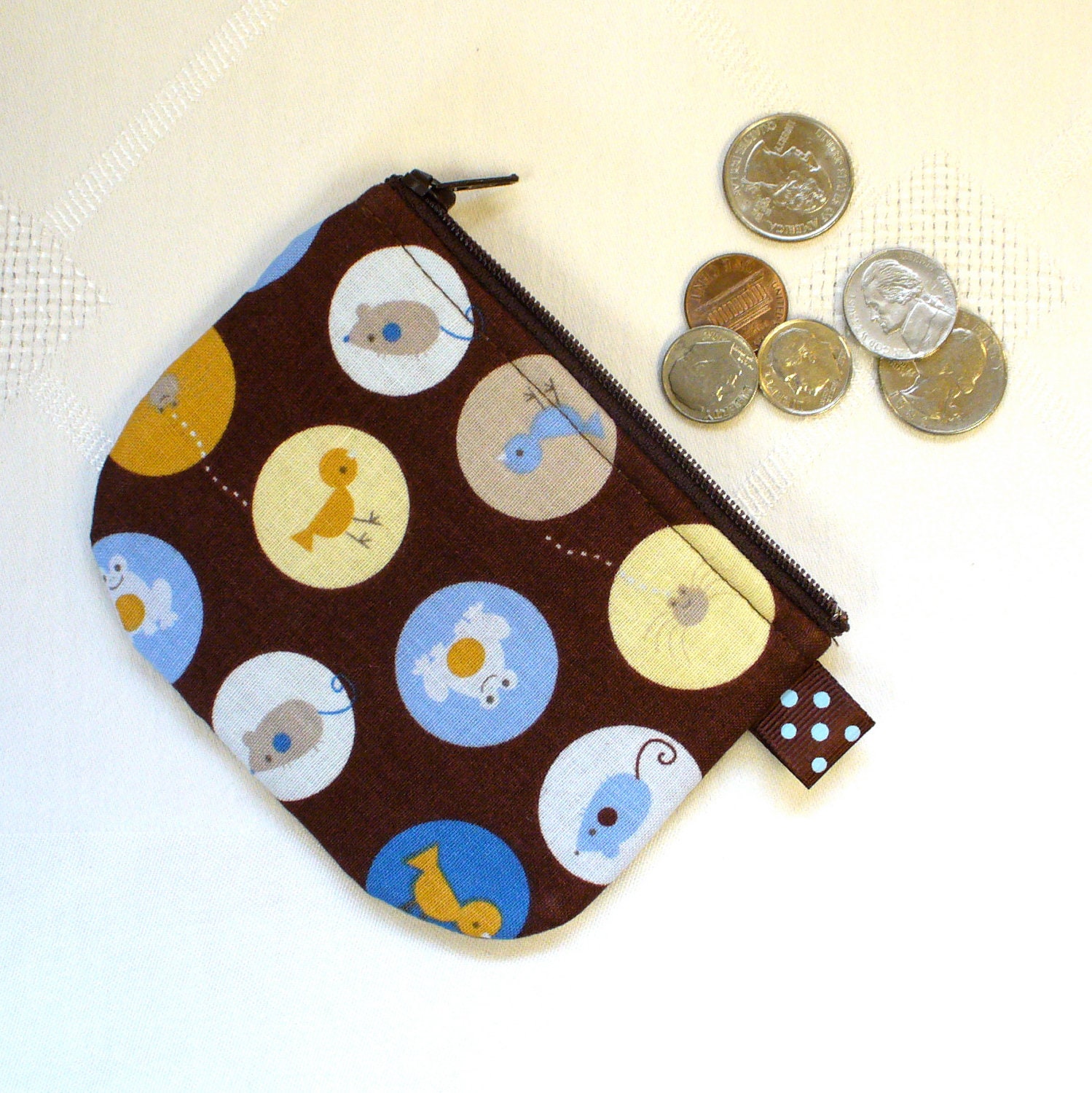 Mini Coin Purse Mouse Spider Frog Mini Change Purse Little Zipper Pouch Brown Blue Handmade MTO