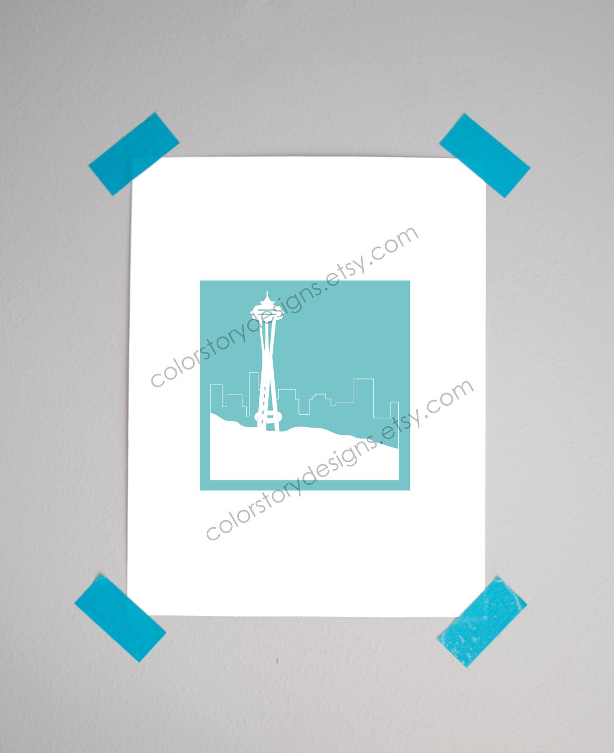 seattle space needle design- modern print -  original home decor print