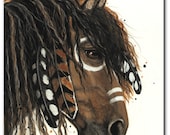 Majestic Mustang Horse Feathers Paint Native American 47  -  8.5 x 11 Print by AmyLyn Bihrle