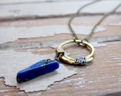 Metamorphosis - Brass and Stone Necklace - Lapis Lazuli Necklace - Artisan Tangleweeds Jewelry
