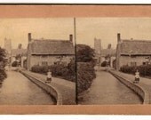 Antique Stereoscope Card - Little Girl in Village of Carrisbrook, Isle of Wight - Stereoview