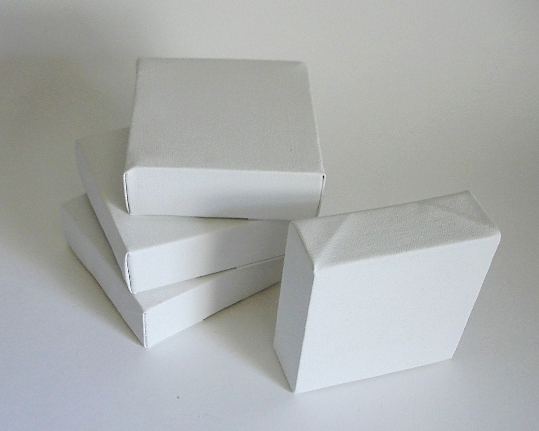 Stretched Artist Canvas 4x4 Square thick art block, supply SET OF 4