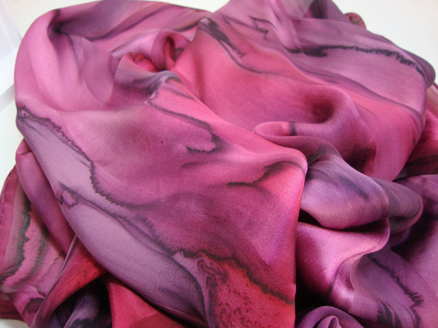 Scarf, Women, Silk, Extra Long, Hand Dyed Mulberry Wine Silk Scarf, Great for Chemo