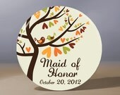 Pocket Mirror - Personalized Autumn Tree Maid of Honor 3.5 inch Pocket Mirror with Gift Bag - Weddings Bridal Shower Favor - Bridesmaid Gift