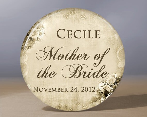 Pocket Mirror - Mother of the Bride Elegant Vintage Look 3.5 inch Pocket Mirror with Gift Bag - Weddings - Mother of the Bride Gift