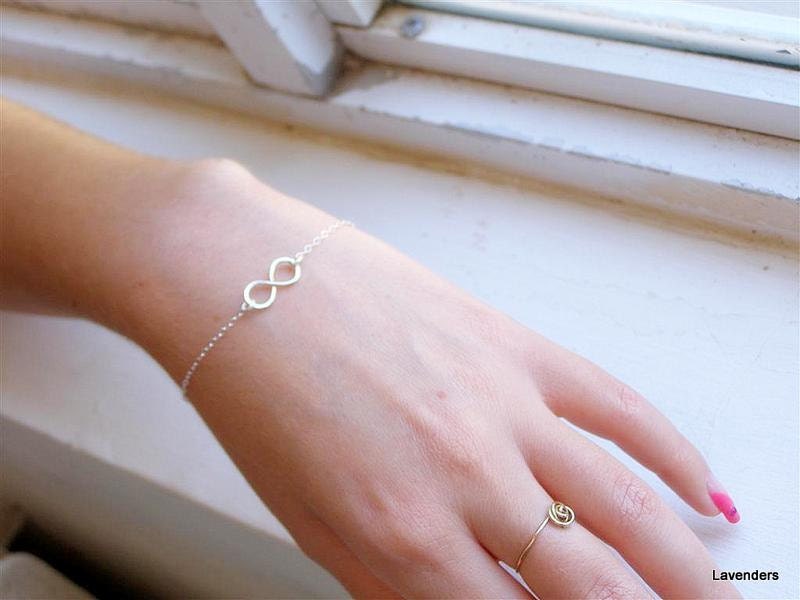 Infinity Bracelet , Handmade Sterling Silver  Infinity Bracelet , Pearl  ,  Adjustable