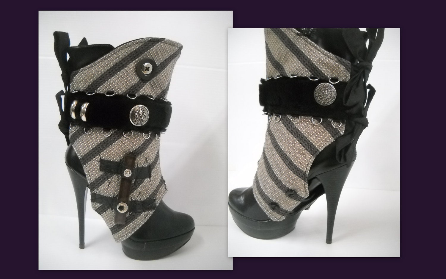 By J. Souza -Modern spats- in striped gray- - ref, g3s
