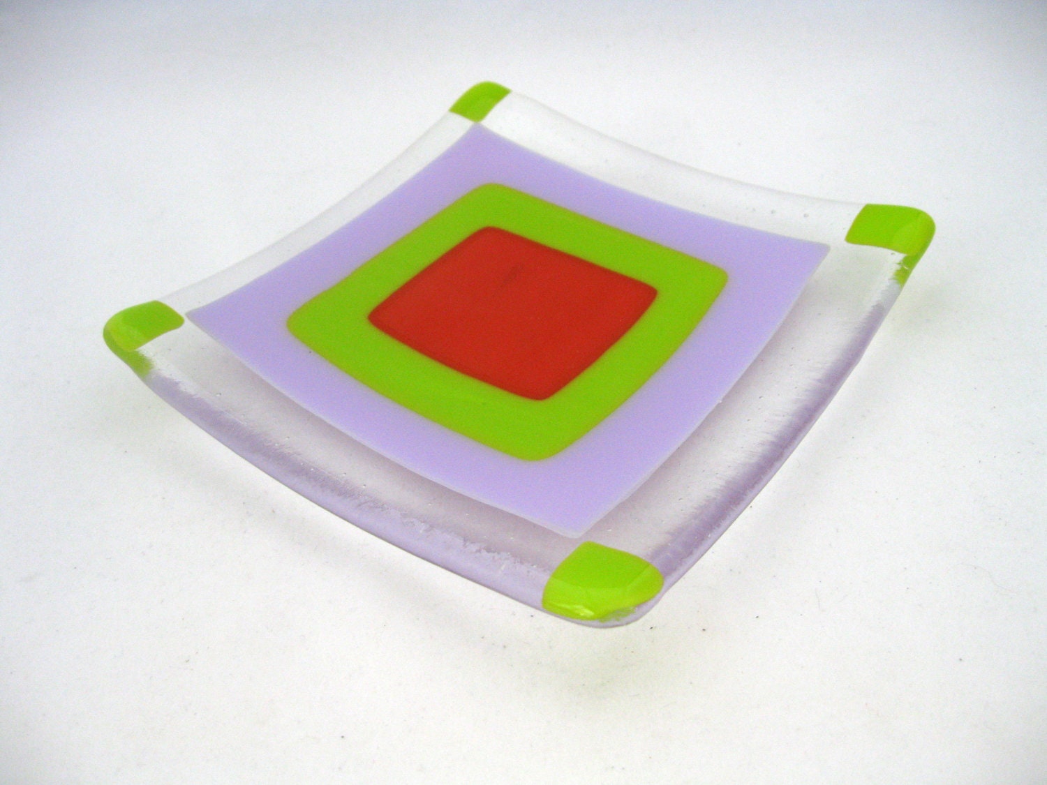 Neon Lavender Ice fused glass sushi dish