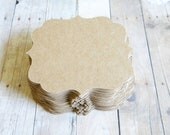 DIY Wedding Brown Kraft Fancy Bracket  Placecards, Escort Cards, Buffet Table Cards Set of 50 appox 4 x 4 inches