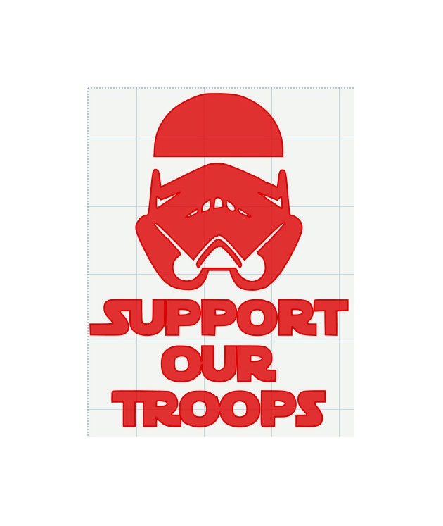 Support Our Troops - Storm Trooper Vinyl Decal Sticker  -  5" x 6"