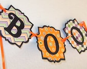 Colorful BOO Banner / Garland, Halloween, party, decoration decor haunted house black orange cheveron swag bunting
