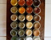 RUSTIC EVERYTHING KIT:  24 Organic Spices Hand-Stamped Magnetic Spice Rack. Includes Rusted Wall Plate for Rustic Kitchen Decor.