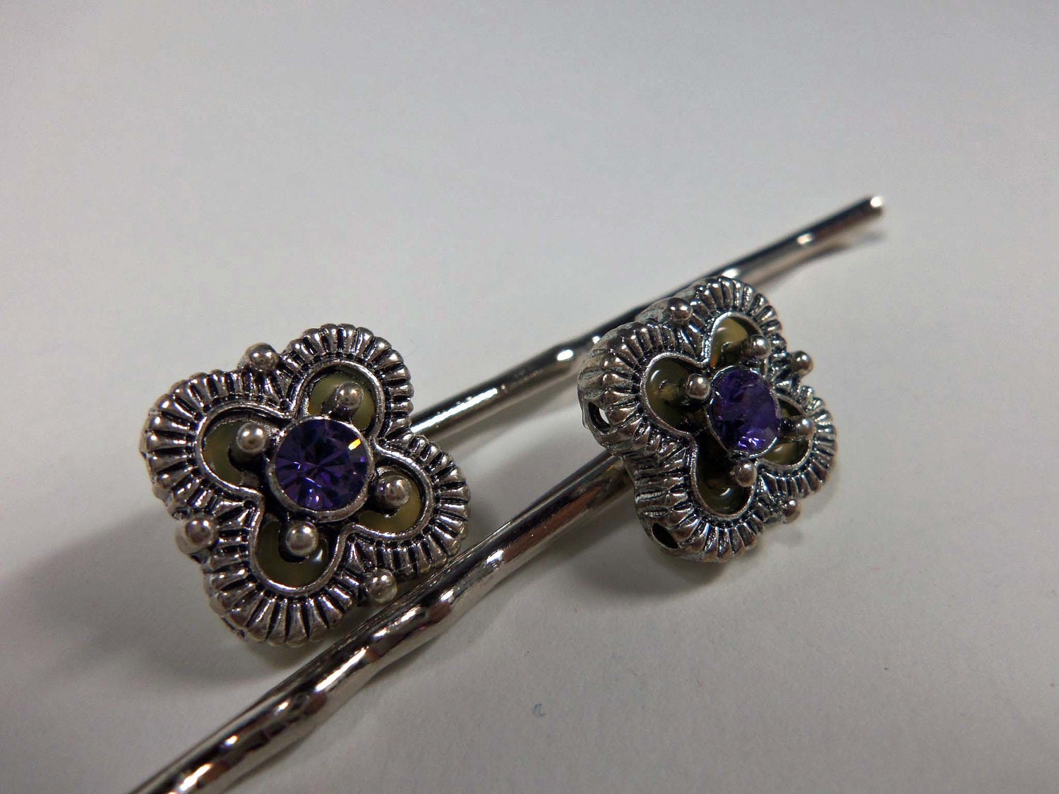 Light Purple Flower Swarovski Element Bobby Pins