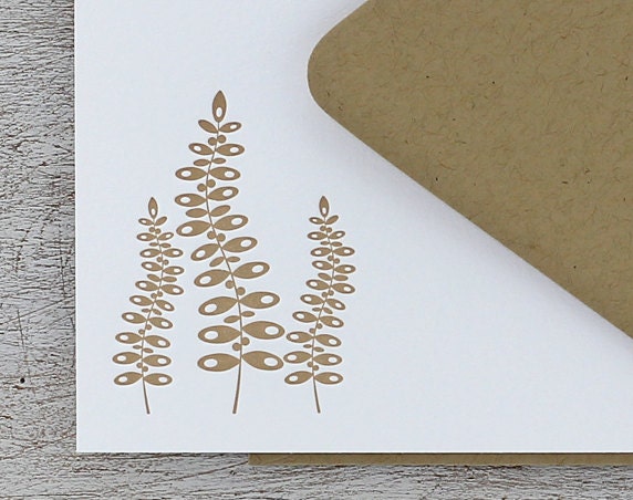 Leaf Letterpress Note Card Set - Abstract Leaves Stationery Set - Flower, Spring, Summer, Tan, Taupe, Beige, Khaki - 10 pack (NAB1) - sweetharvey
