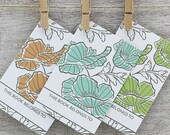 Poppy Flower Book Plate: Self Adhesive Bookplate - Floral Print, Bookmark, Boy, Girl, Seafoam, Peach, Chartreuse Green, Grey  (Set of 12)