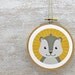 Squirrel Embroidery Hoop Art: Woodland Squirrel Nursery Decor - Fabric Wall Hanging, Grey, Yellow, Beige, Woodgrain, Ready to Hang