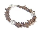 Smoky Topaz Stone Chip Bracelet, Beaded Bracelet, Handcrafted Bead Jewelry