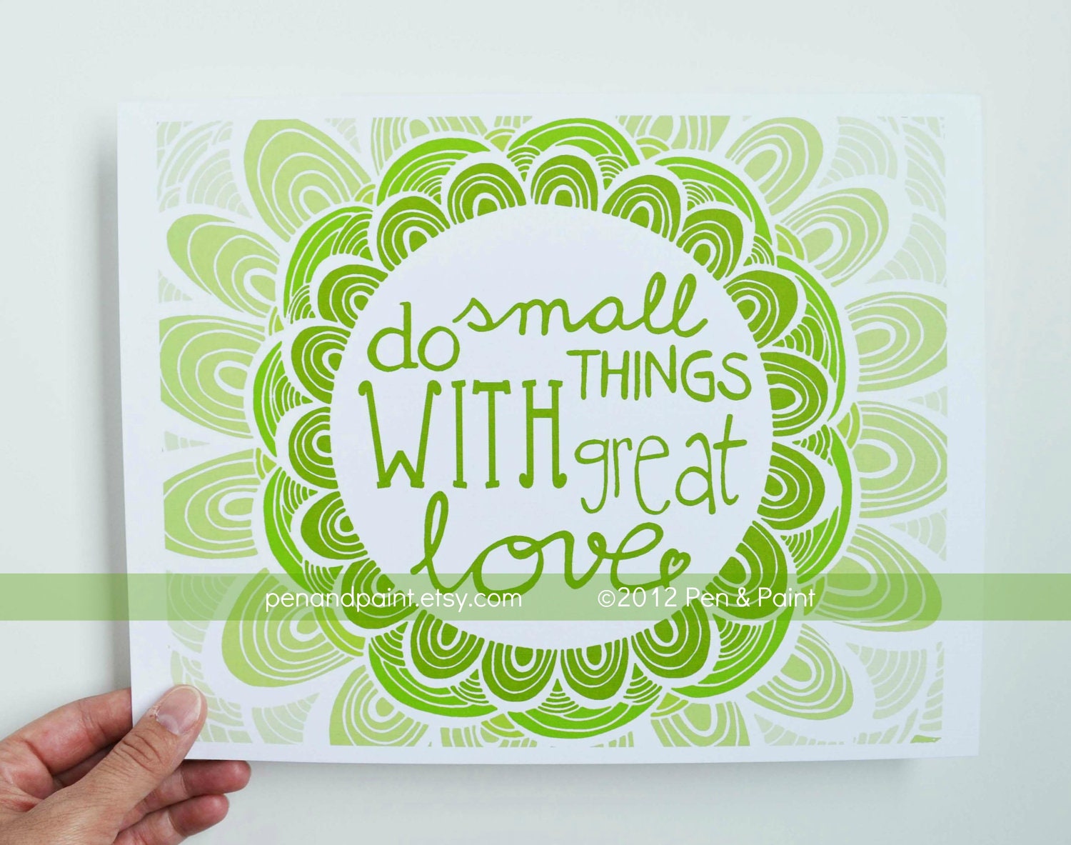 Nursery Decor, Kids Room, Graduation Gift, Green, Lime, Apple Ombre, Mother Teresa, Do Small Things With Great Love, Inspiring Quote